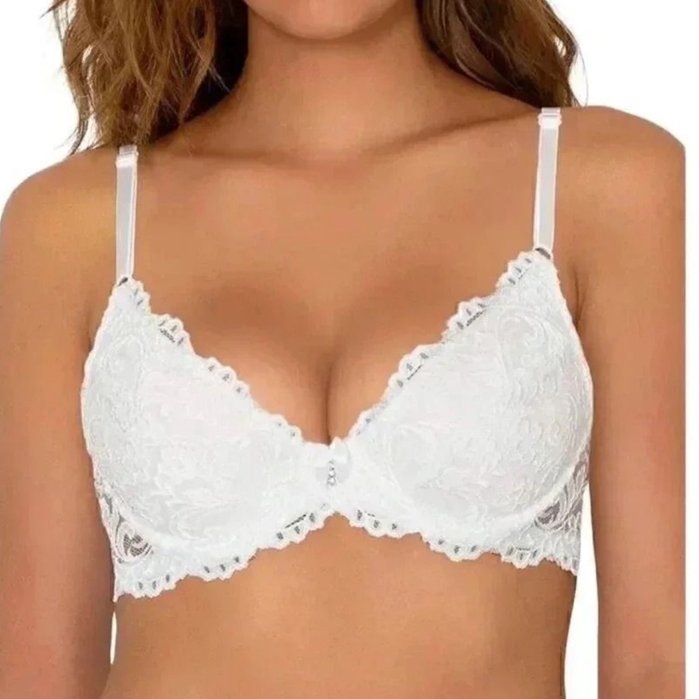 Smart & Sexy Women's White Padded Lacy Bra Size 34DD NWT